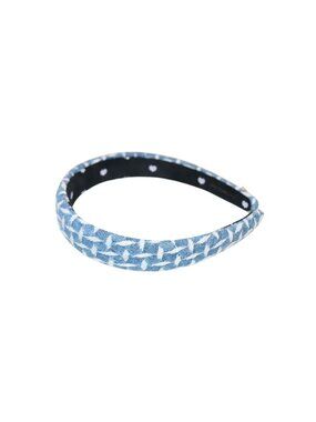 Lele Sadoughi Blue & White Denim Patterned Padded Headband, New